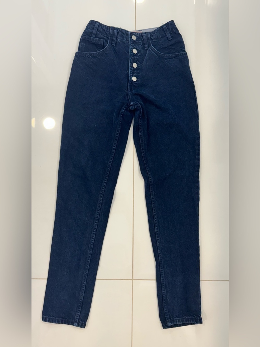 Vintage GUESS Jeans by Georges Marciano Dark Blue High-Waist Button-Fly
